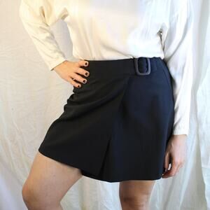 y2k black buckle wrap mini skirt by ny&co, size 8